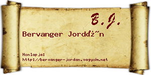 Bervanger Jordán névjegykártya